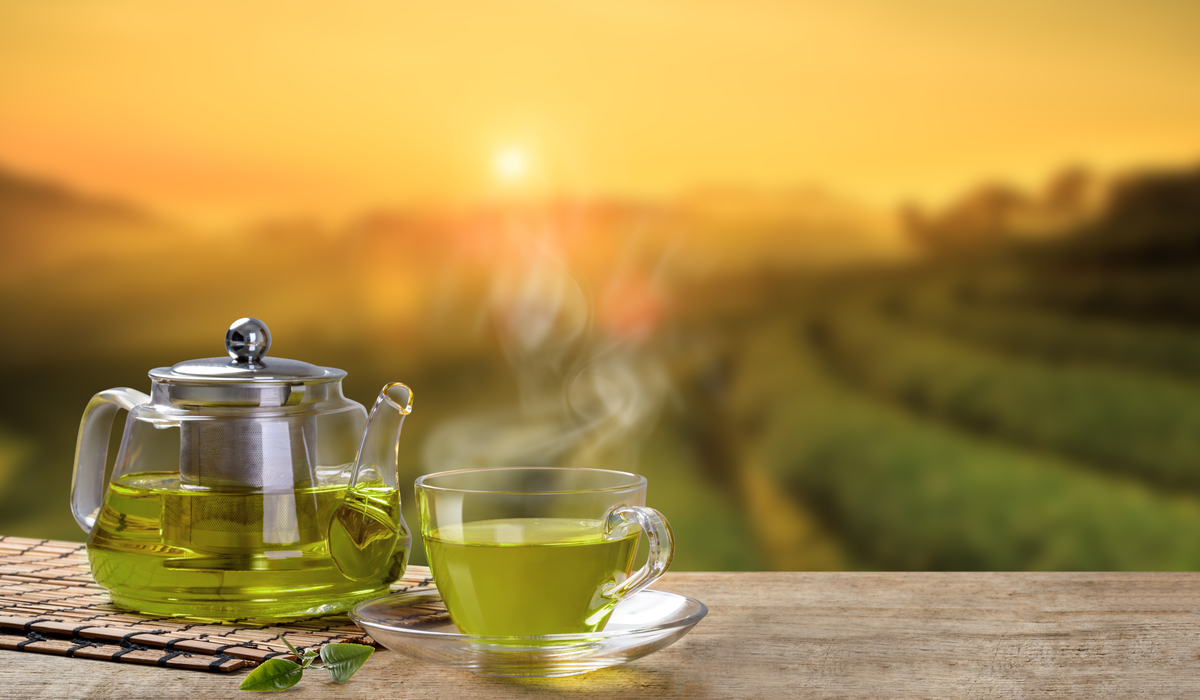 green-tea-cup-glass-pot-nature-background